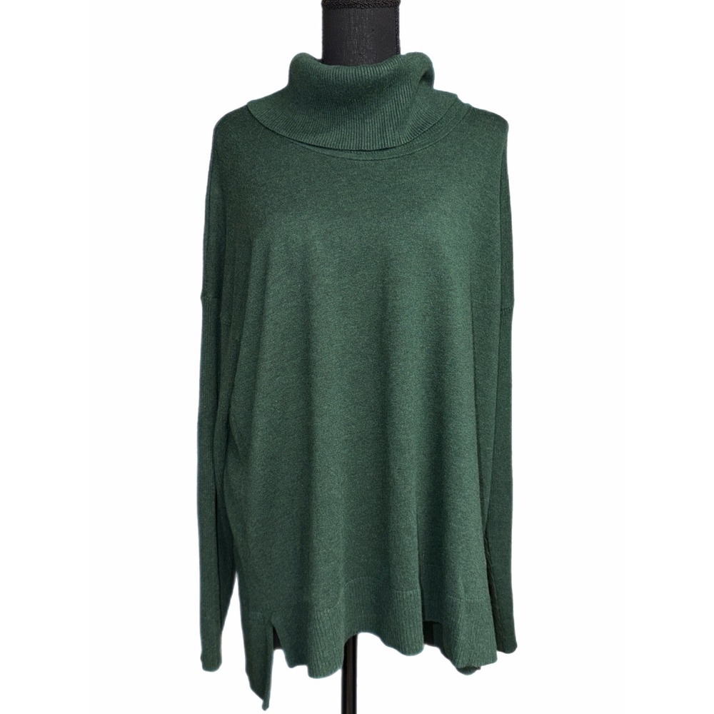 New Directions Forest Green Turtleneck Oversized Sweater XL Rayon Blend Knit